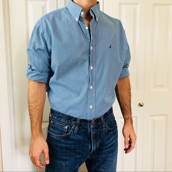 Nautica Other - Nautica Classic Fit Blue Gingham Button Down